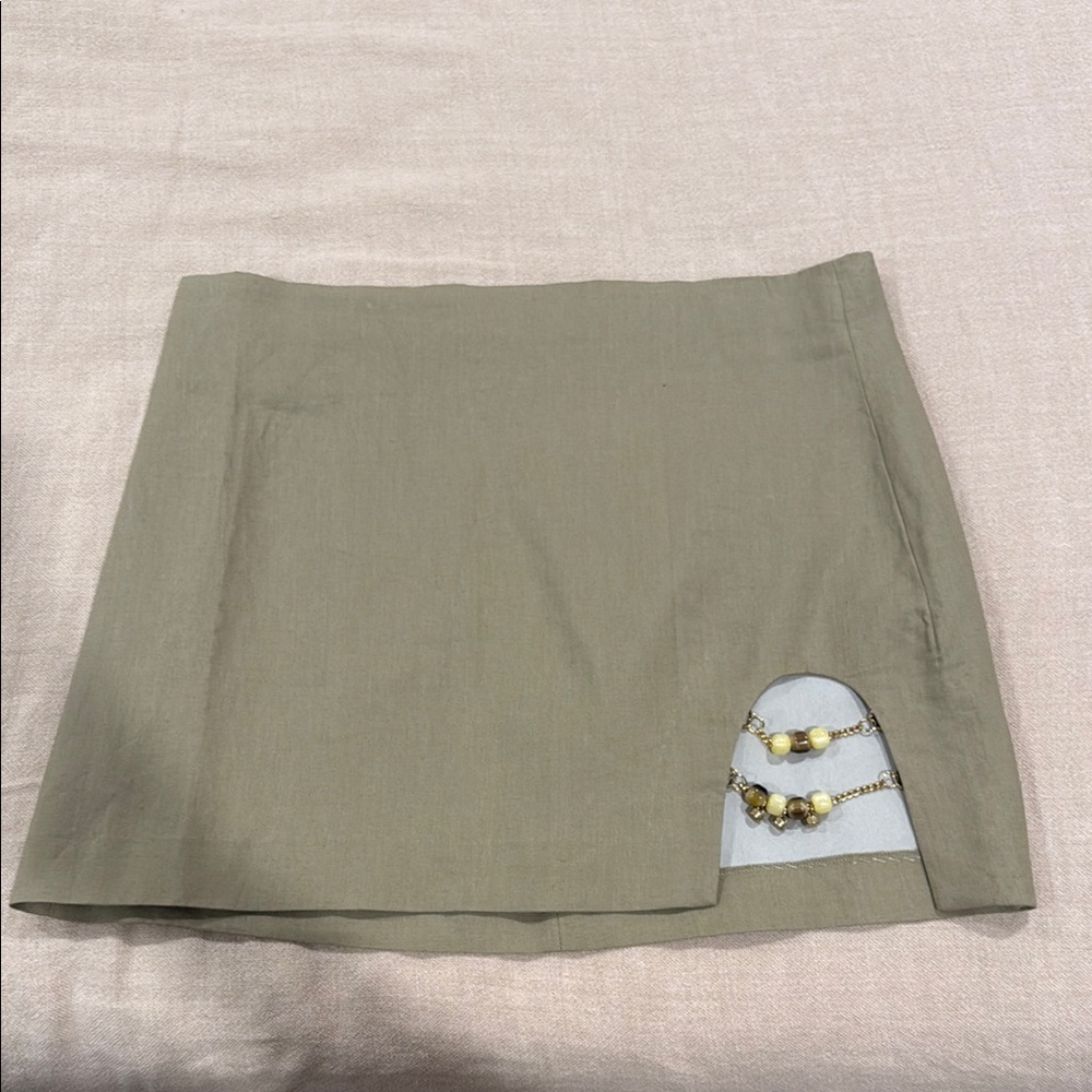 Zara Tan Mini Skirt with Cut Out Embellishments